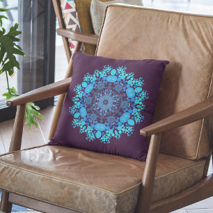 Almofada Dot Mandala Flor Azul e Roxo