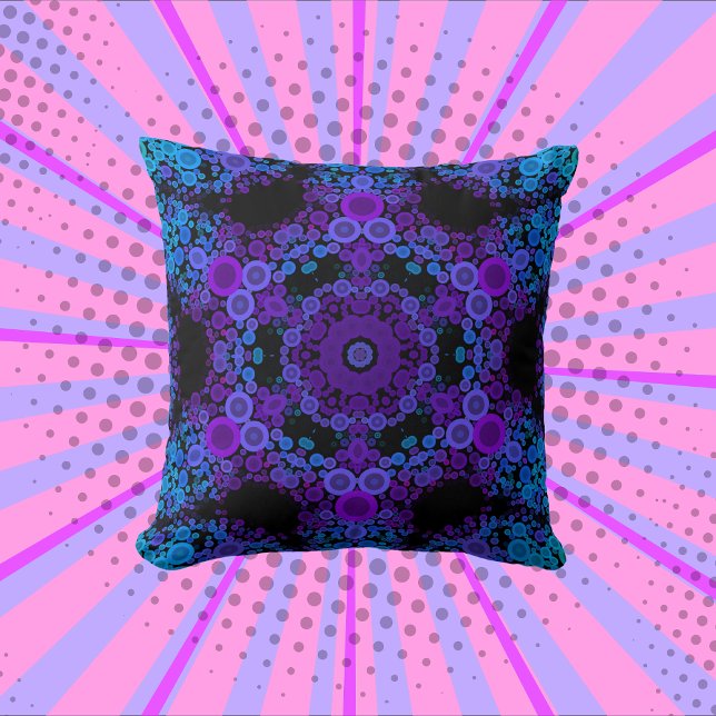 Almofada Dot Mandala Flor Azul e Roxo (Criador carregado)