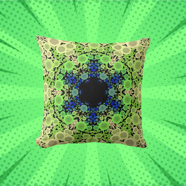 Almofada Dot Mandala Flor Azul Verde e Amarelo