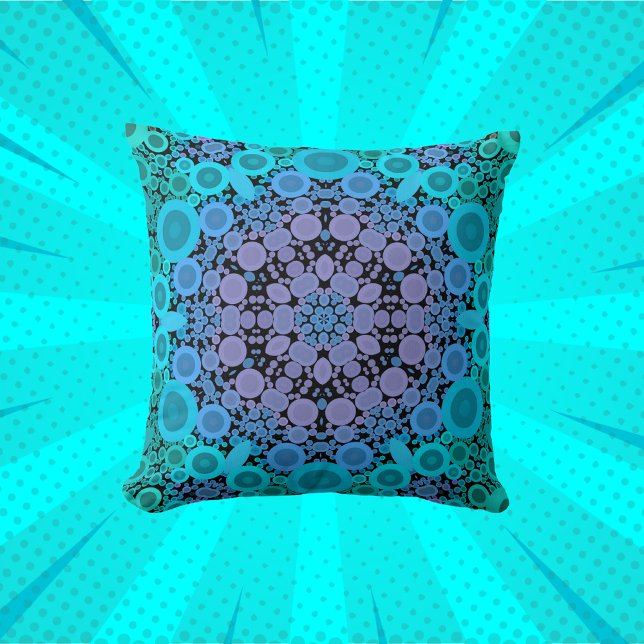 Almofada Dot Mandala Flor Azul Verde e Roxo (Criador carregado)