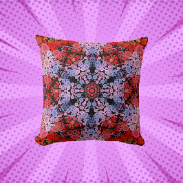 Almofada Dot Mandala Flor Azul Vermelho e Rosa