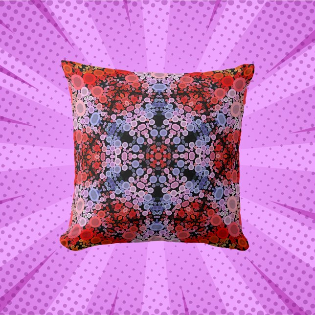 Almofada Dot Mandala Flor Azul Vermelho e Rosa (Criador carregado)