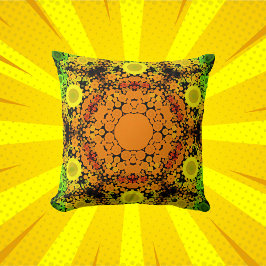 Almofada Dot Mandala Flor Laranja Amarelo e Verde
