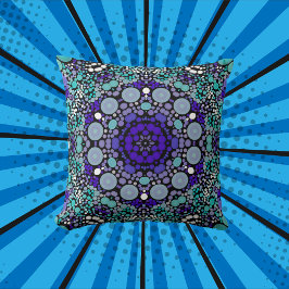 Almofada Dot Mandala Flor Puro Azul e Branco