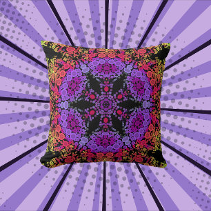 Almofada Dot Mandala Flor Púrpura Laranja e Amarelo