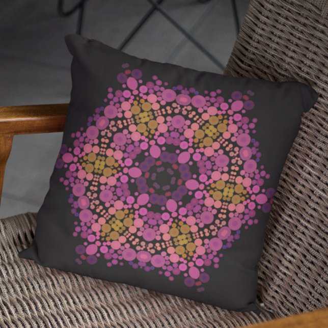 Almofada Dot Mandala Flor Rosa Amarelo e Preto (Criador carregado)