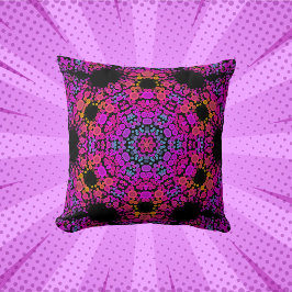 Almofada Dot Mandala Flor Rosa Azul e Laranja