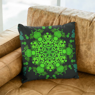 Almofada Dot Mandala Flor Verde e Preto