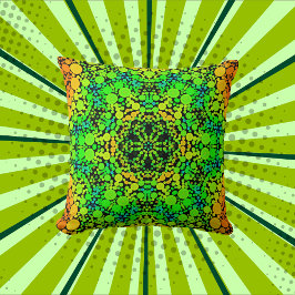 Almofada Dot Mandala Flor Verde Laranja e Amarelo