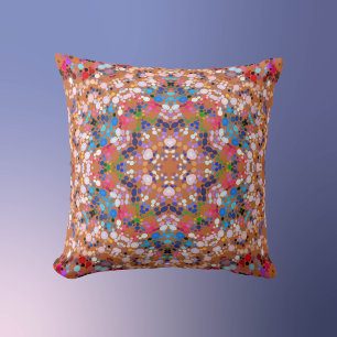 Almofada Dot Mandala Orange Blue Pink e White