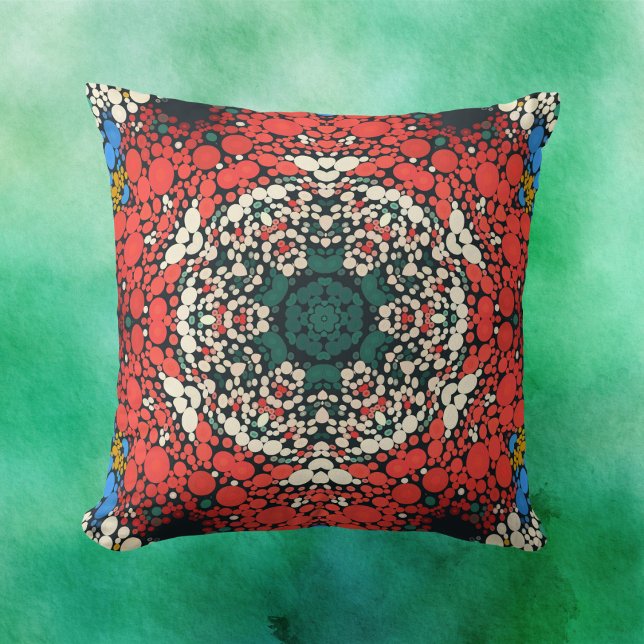 Almofada Dot Mandala Red White Blue e Green (Criador carregado)