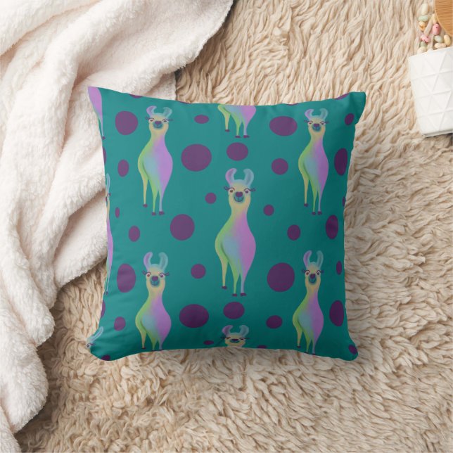 Almofada Dotty Llama em Teal (Cobertor)