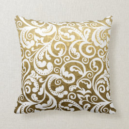Almofada Dourada brocade, branco molhado floral