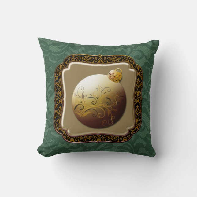 Almofada Dourada decoração de vidro Emerald Rosa Faux Lace (Frente)