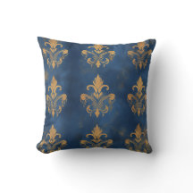 Dourada Fleur-de-Lis no Royal Blue