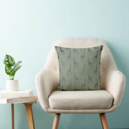 Almofada Dourada Girafa em Sage Green