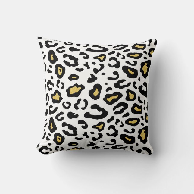 Almofada Dourada impressão leopardo, padrão perfeito. (Frente)