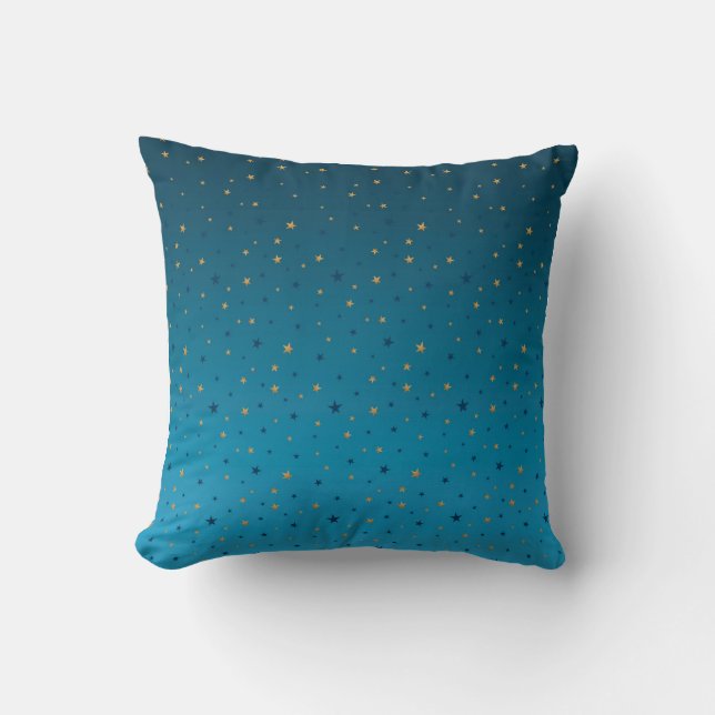 Almofada Douradas estrelas em azul. (Frente)