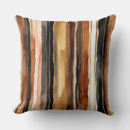 Almofada Douradas tiras de abstrato pretas e ferrugem