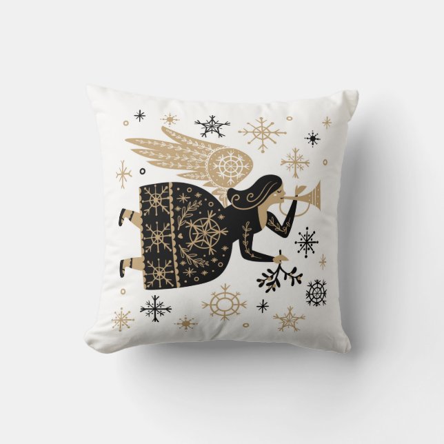 Almofada Dourado Angel Stars Natal Carol Folkart (Frente)
