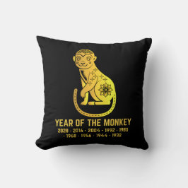 Almofada Dourado Ano De Gradação Do Macaco Negro Zodiac