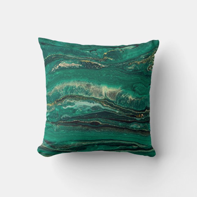 Almofada Dourado Blue Marbling: Arte Fluida (Frente)