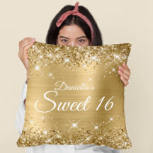 Dourado Brilhante Glitter e Sweet 16 de Folha