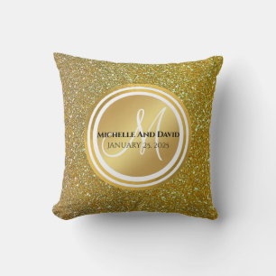 Almofada Dourado brilho e minúsculo monograma negro