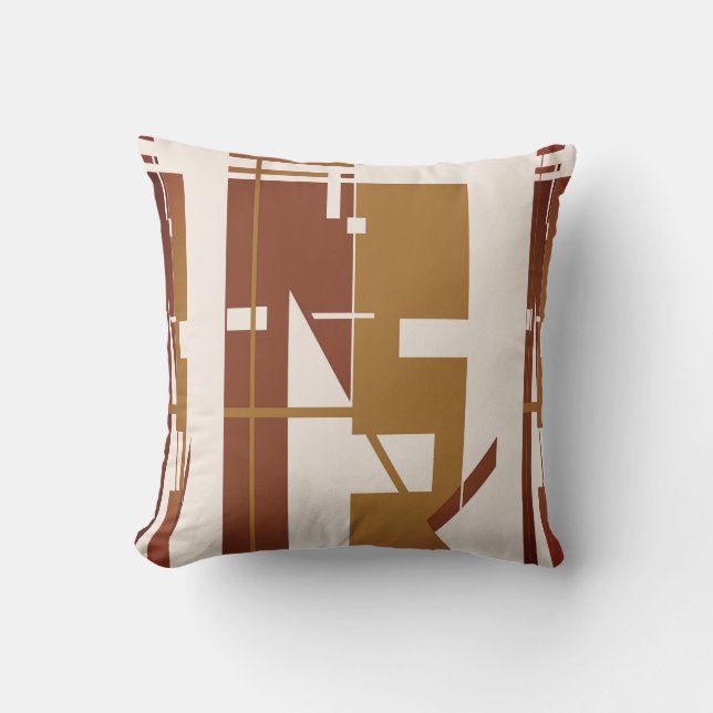 Almofada Dourado Brown Beige Bold Southwest Tribal Abstrato (Frente)