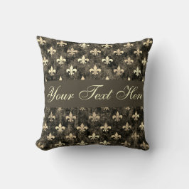 Almofada Dourado Brown Fleur De Lis Adicionar Seu Texto