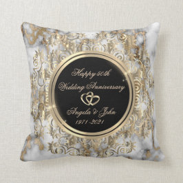 Almofada Dourado Coração Sujeira Marble 50º Aniversário de 