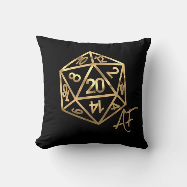 Almofada Dourado D20 Crit AF | Tabletop Role Player Dice (Frente)