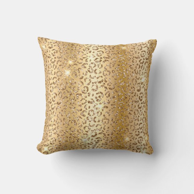 Almofada Dourado e brilhante metálico, Manchas-Leopardo-do- (Frente)