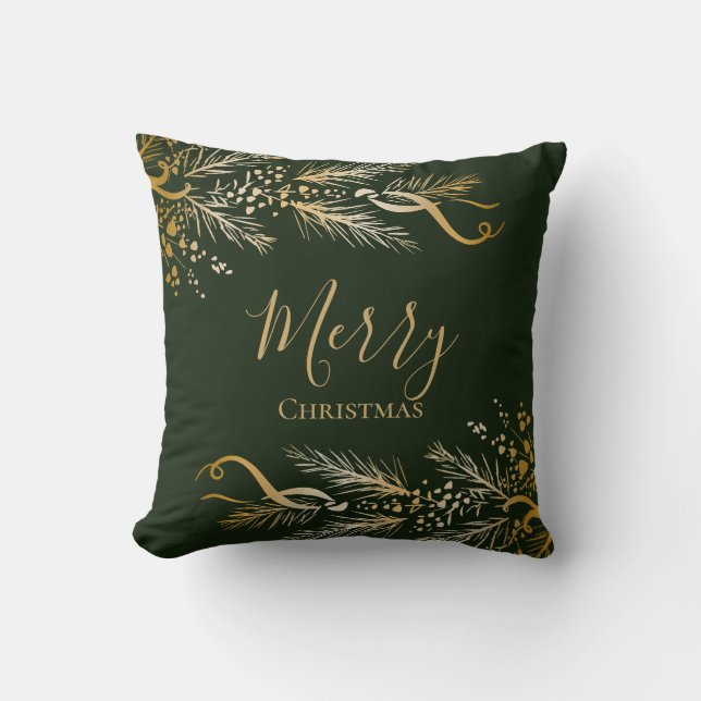 Almofada Dourado e elegante Natal Merry Personalizado (Frente)