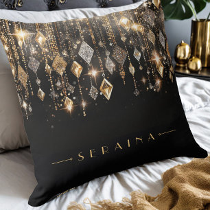 Almofada Dourado e Silver Boho Gems em preto ID1035