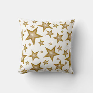 Almofada "Dourado" Estrelas brancas 'Texto' brancas para tr