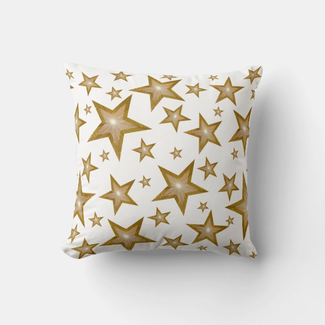 Almofada "Dourado" Estrelas impressas travesseiro decorativ (Frente)