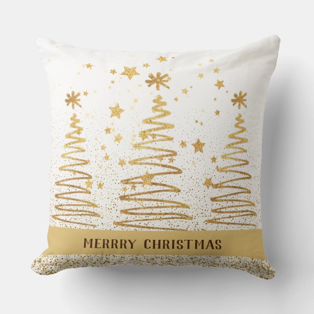 Almofada Dourado festivo metálico e branco (Frente)