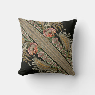 Almofada Dourado local da Brocade Elegante de Strips Floral