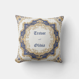 Almofada Dourado Opulento Estrela Azul Real Geométrico Barr