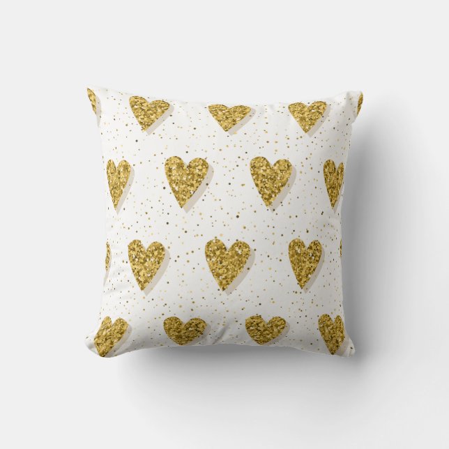 Almofada Dourado padrão cardíaco (Frente)