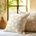 Almofada Dourado padrão de arte deco em branco<br><div class="desc">Este design elegante apresenta um lindo padrão geométrico de Art Deco dourado sobre um fundo branco.</div>