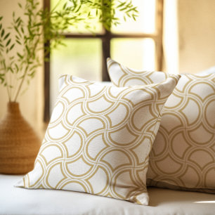 Almofada Dourado padrão de arte deco em branco