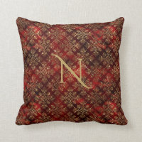 Dourado Red Burgundy Monograma Damask Elegante Chi