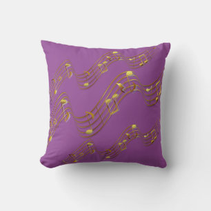 Almofada Dourado Swirl Music Notes Purple 2 Travesseiro dec