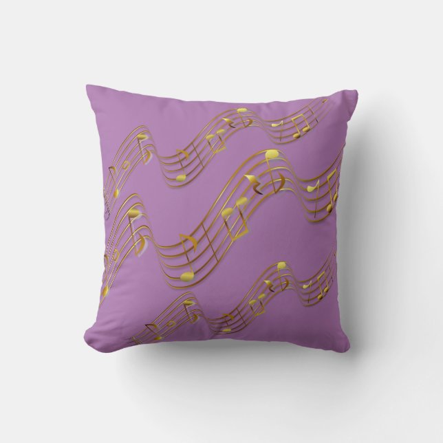 Almofada Dourado Swirl Music Notes Travesseiro decorativo R (Frente)
