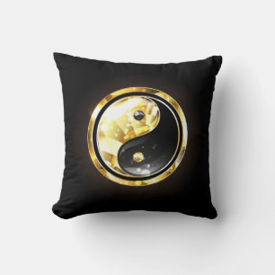 Almofada Dourado Yin Yang a preto