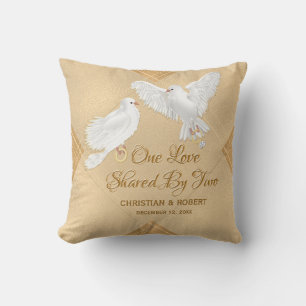 Almofada Dove Love Birds Faux Foil Casamento