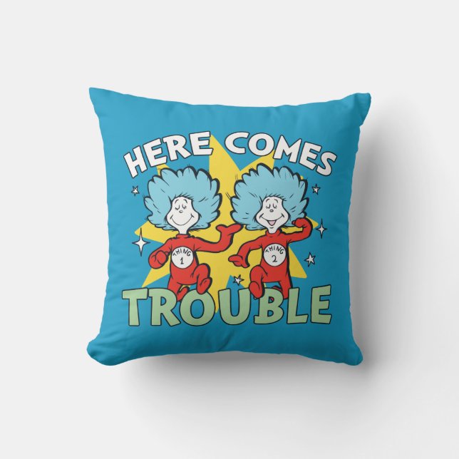 Almofada Dr. Seuss | Coisa Um Coisa Dois Aqui Vem o Problem (Frente)