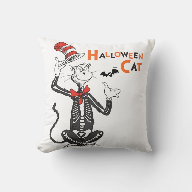 Almofada Dr. Seuss | Gato de Halloween no Chapéu (Frente)